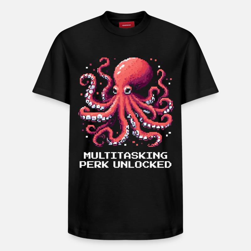 Capacité multitâche débloquée | Pieuvre - T-shirt unisexe décontracté en coton Supima – de SPREAD - noir
