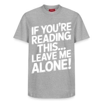 Let me go - Relaxed Unisex Supima Cotton T-Shirt – by SPREAD - heather grey - Front - AI Model Female 172 dark (172cm) & AI Model Male 185 dark (185cm)