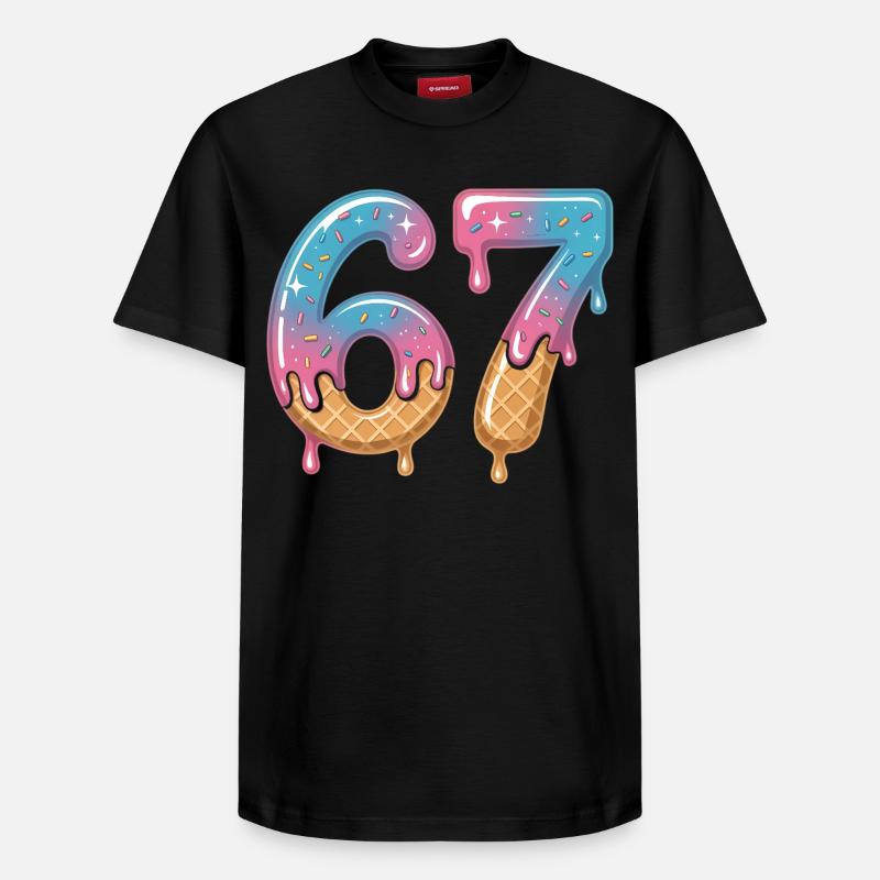 67 Eiscreme Tropfen - Relaxed Unisex Supima Cotton T-Shirt – von SPREAD - Schwarz