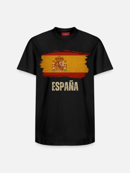 Grunge flag of Spain, Spanish pride - Relaxed Unisex Supima Cotton T-Shirt – by SPREAD - black