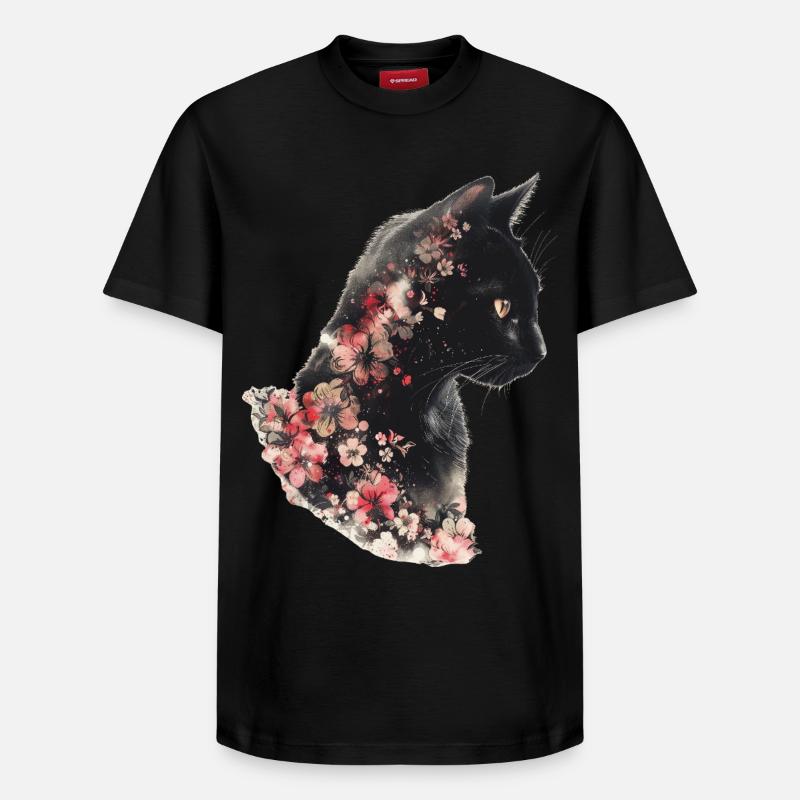 Fleurs de chat - T-shirt unisexe décontracté en coton Supima – de SPREAD - noir