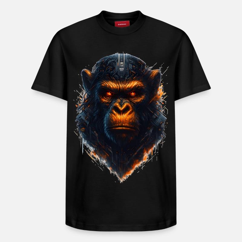 Singe cyberpunk - T-shirt unisexe décontracté en coton Supima – de SPREAD - noir
