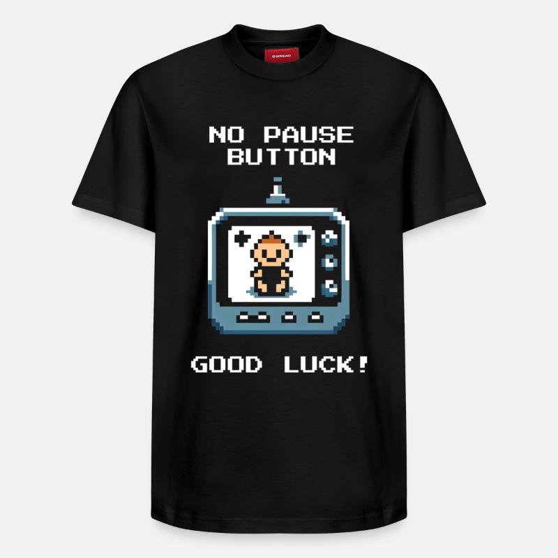 Kein Pause-Knopf | Eltern im Dauermodus - Relaxed Unisex Supima Cotton T-Shirt – von SPREAD - Schwarz