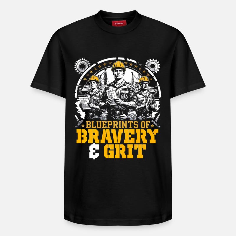 Mécanique militaire Bravoure et courage - T-shirt unisexe décontracté en coton Supima – de SPREAD - noir