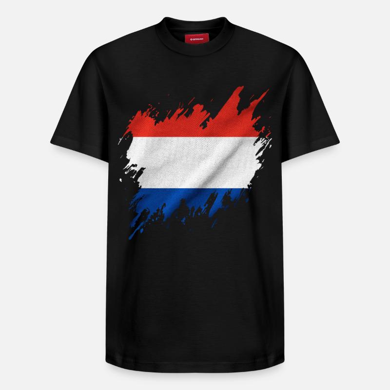 Drapeau néerlandais, style déchiré - T-shirt unisexe décontracté en coton Supima – de SPREAD - noir