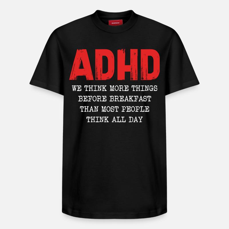 ADHD Gedankenkaskade Morgens - Relaxed Unisex Supima Cotton T-Shirt – von SPREAD - Schwarz