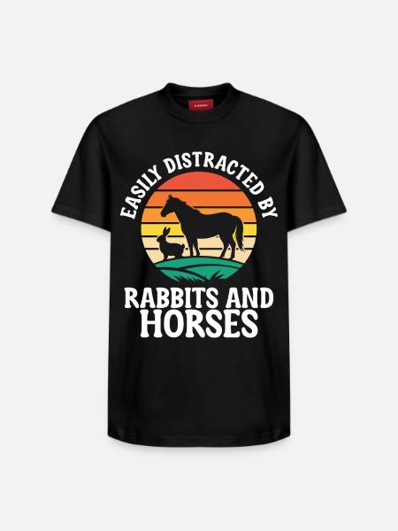 Lapins Et Chevaux Équitation Équestre - T-shirt unisexe décontracté en coton Supima – de SPREAD - noir