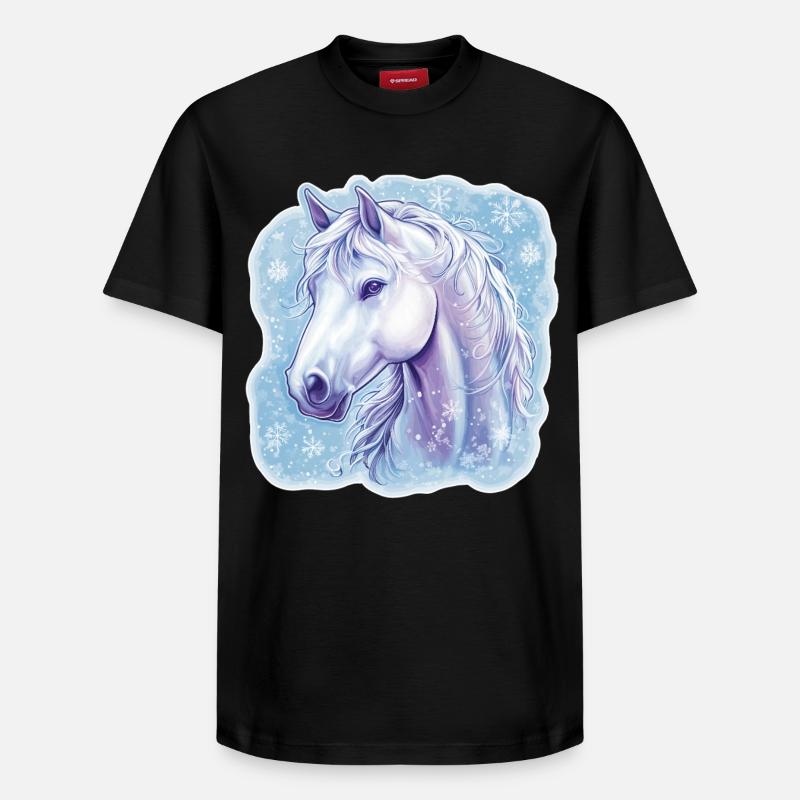 Pferd Schneeflocken  - Relaxed Unisex Supima Cotton T-Shirt – von SPREAD - Schwarz