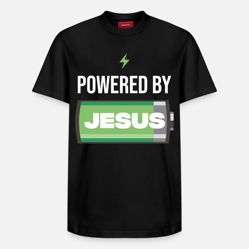 Énergie par Jésus Batterie Illustration - T-shirt unisexe décontracté en coton Supima – de SPREAD - noir