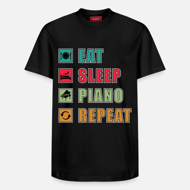 Manger dormir Piano Répéter - T-shirt unisexe décontracté en coton Supima – de SPREAD - noir
