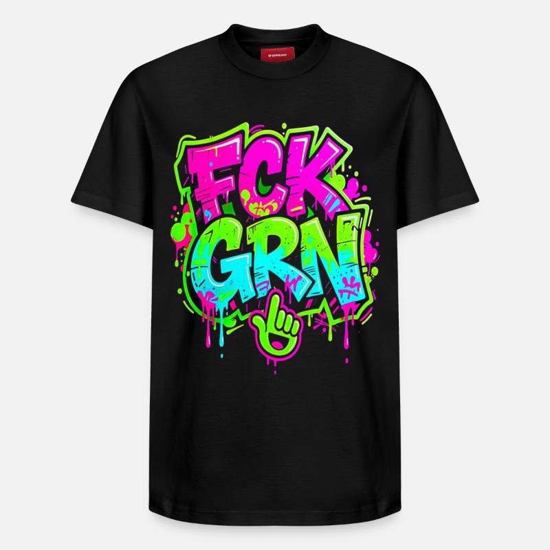 FCK GRN Graffiti  - Relaxed Unisex Supima Cotton T-Shirt – von SPREAD - Schwarz