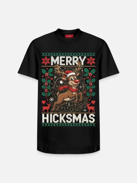 Christmas Reindeer Illustration - Red Nose, Moose - Relaxed Unisex Supima Cotton T-Shirt – by SPREAD - black