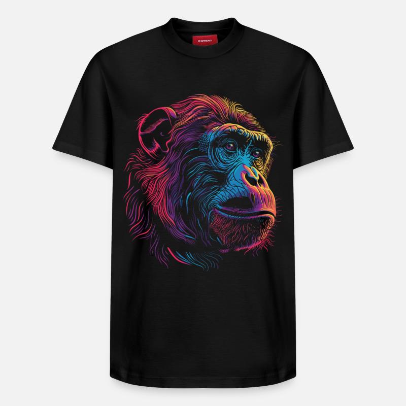 Singe Psychédélique Néon - T-shirt unisexe décontracté en coton Supima – de SPREAD - noir