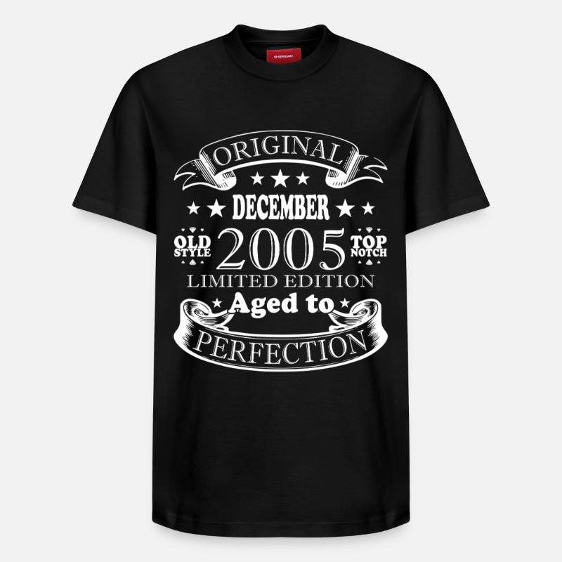 2005 Décembre 2005 Jubilé Décembre 2005 - T-shirt unisexe décontracté en coton Supima – de SPREAD - noir