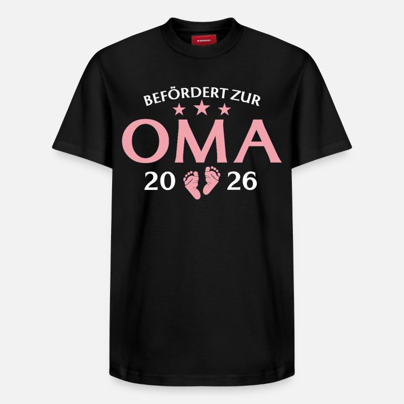 Großmutter 2026 Befördert zur Oma - Relaxed Unisex Supima Cotton T-Shirt – von SPREAD - Schwarz