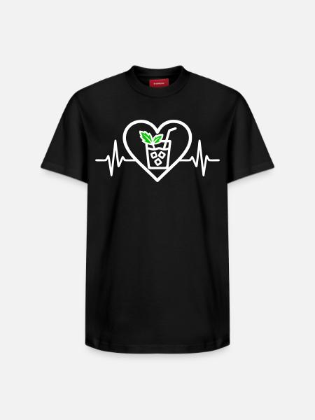 Mojito Heart Cocktail Mint Glass Aperitif - Relaxed Unisex Supima Cotton T-Shirt – by SPREAD - black