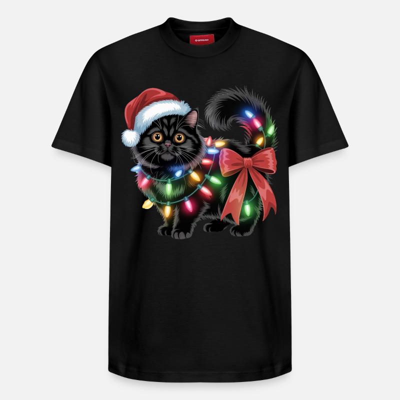Chat de Noël - T-shirt unisexe décontracté en coton Supima – de SPREAD - noir