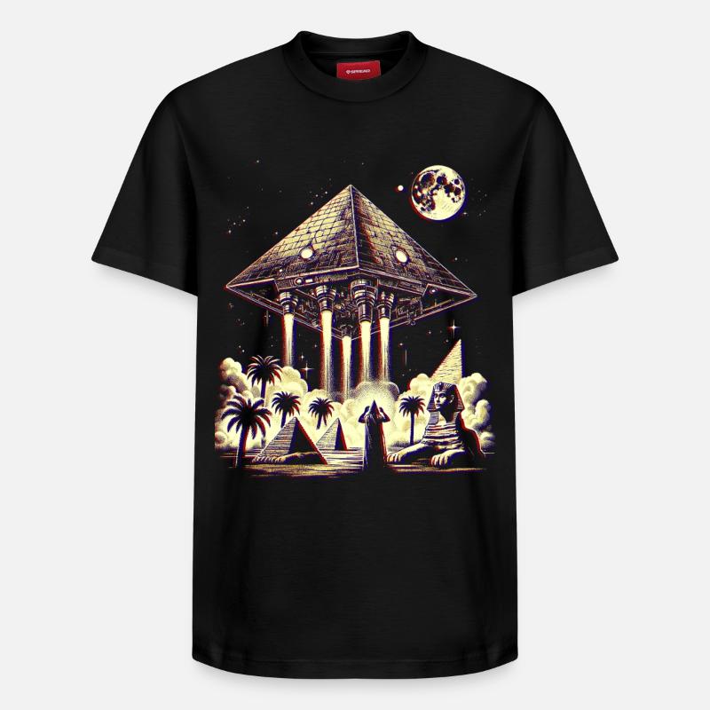 Antikes Pyramiden-UFO-Mystery-Design-Hemd - Relaxed Unisex Supima Cotton T-Shirt – von SPREAD - Schwarz