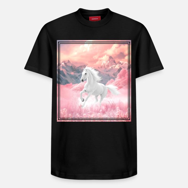 Pferd  - Relaxed Unisex Supima Cotton T-Shirt – von SPREAD - Schwarz