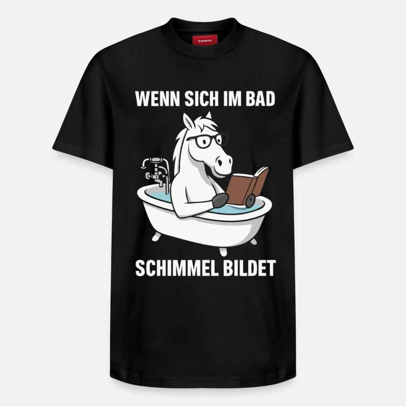 Badlesendes Pferd mit Schimmelwitz - Relaxed Unisex Supima Cotton T-Shirt – von SPREAD - Schwarz