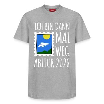 I'll be gone | Abi 26 | High School Graduation Gift - Relaxed Unisex Supima Cotton T-Shirt – by SPREAD - heather grey - Front - AI Model Female 172 dark (172cm) & AI Model Male 185 dark (185cm)