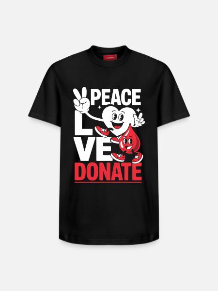 Peace Love Doner bloddonor bloddonation - Unisex T-shirt i Supima-bomuld med afslappet pasform – fra SPREAD - sort
