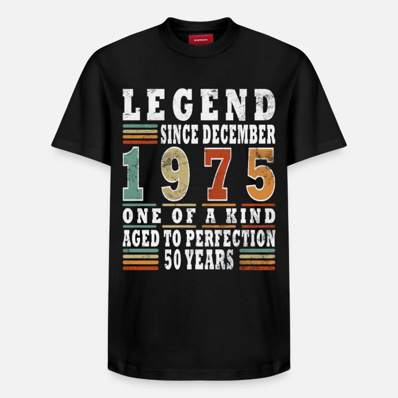 Cadeau d’anniversaire de décembre 1975 - T-shirt unisexe décontracté en coton Supima – de SPREAD - noir