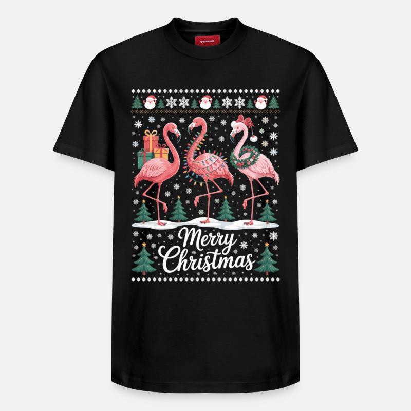 Weihnachtsflamingos mit Schneeflocken und Deko - Relaxed Unisex Supima Cotton T-Shirt – von SPREAD - Schwarz