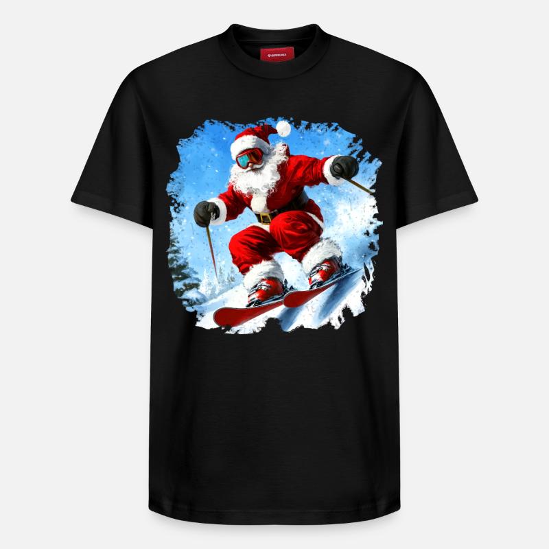 Skieurs de Noël - T-shirt unisexe décontracté en coton Supima – de SPREAD - noir