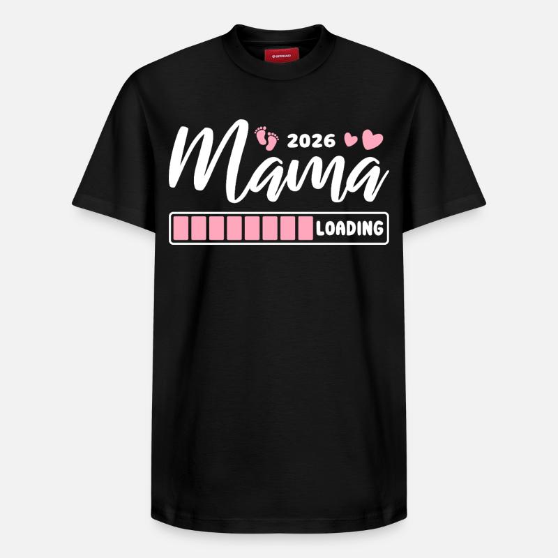 Mama 2026 loading - Schwangerschaft - Geschenk - Relaxed Unisex Supima Cotton T-Shirt – von SPREAD - Schwarz