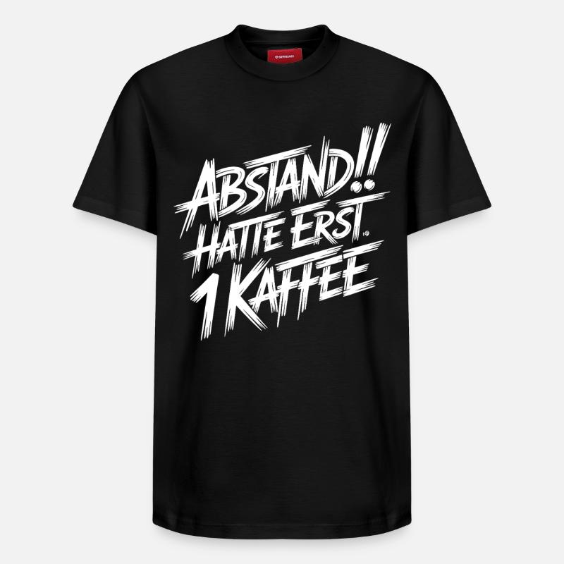 Abstand! Halte erst 1 Kaffee - Relaxed Unisex Supima Cotton T-Shirt – von SPREAD - Schwarz