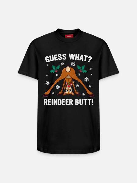Guess What Rentier Hintern Weihnachtswitz - Relaxed Unisex Supima Cotton T-Shirt – von SPREAD - Schwarz
