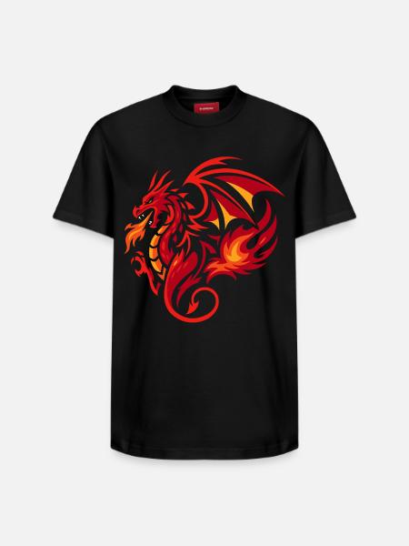 Tribal Dragon Flame Red Tattoo Style - Relaxed Unisex Supima Cotton T-Shirt – by SPREAD - black