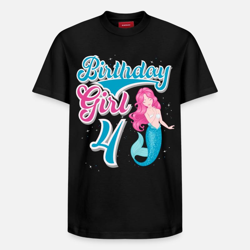 Sirène du 4e anniversaire - T-shirt unisexe décontracté en coton Supima – de SPREAD - noir