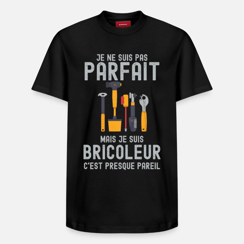 Parfait non, Bricoleur malin - T-shirt unisexe décontracté en coton Supima – de SPREAD - noir
