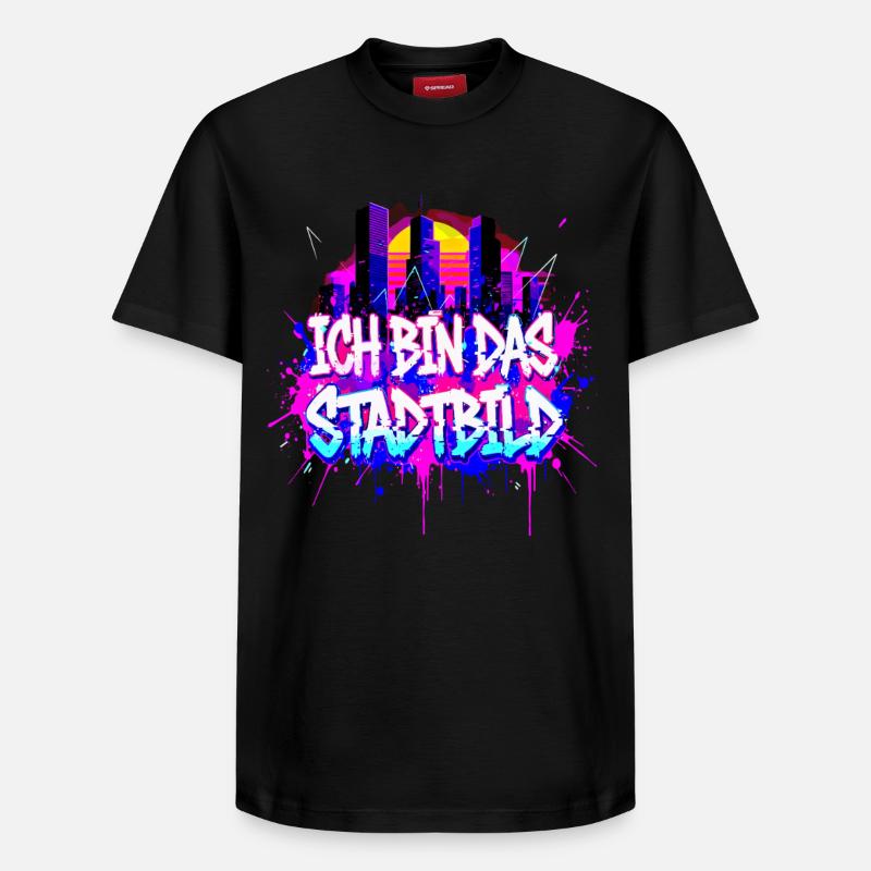 Synthwave Stadtbild - Ich Bin Das Stadtbild  - Relaxed Unisex Supima Cotton T-Shirt – von SPREAD - Schwarz