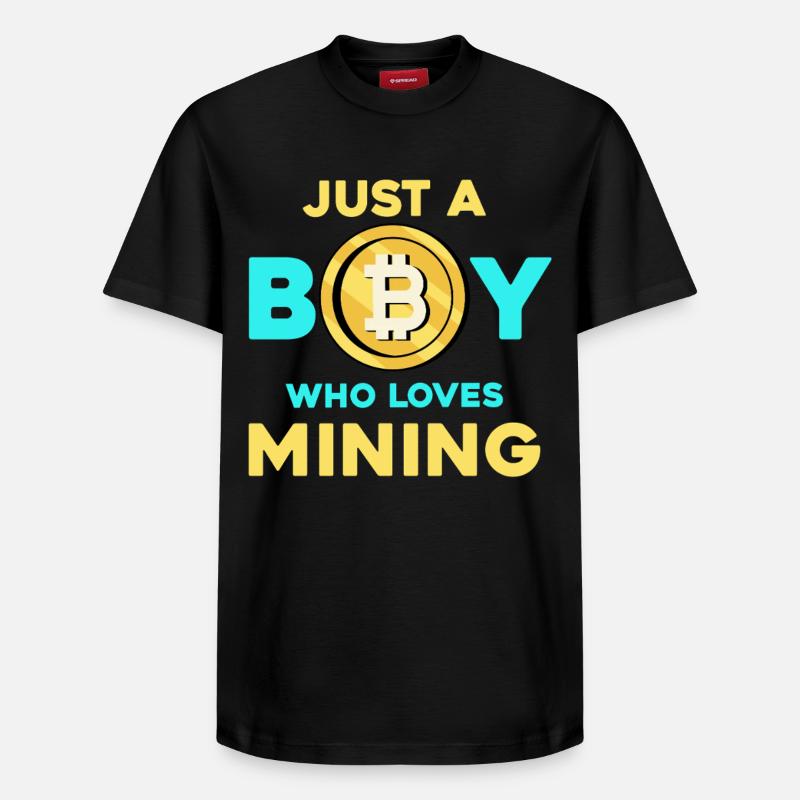 Krypto Mining Junge – Bitcoin Leidenschaft - Relaxed Unisex Supima Cotton T-Shirt – von SPREAD - Schwarz