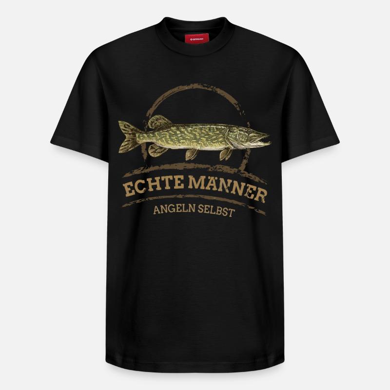 Vrais hommes – Brochet à pêche - T-shirt unisexe décontracté en coton Supima – de SPREAD - noir