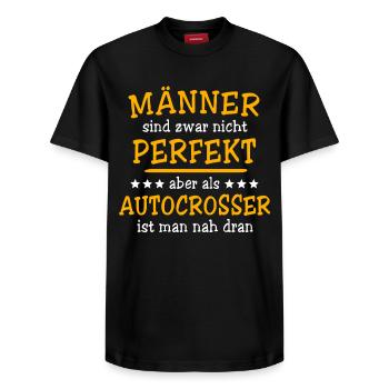 Autocrosser Autocross - Relaxed Unisex Supima Cotton T-Shirt – by SPREAD - black - Front - AI Model Female 172 light (172cm) & AI Model Male 178 light (178cm)