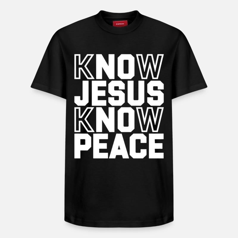 Know Jesus Know Peace - Relaxed Unisex Supima Cotton T-Shirt – von SPREAD - Schwarz
