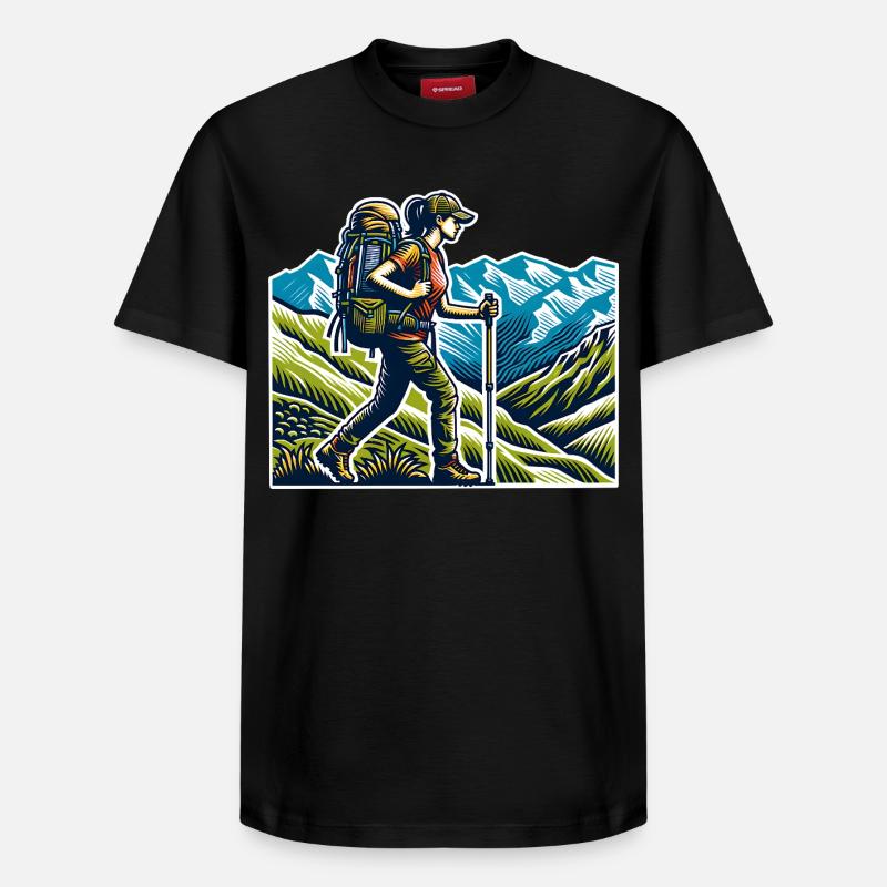 Randonnée pour randonneurs - T-shirt unisexe décontracté en coton Supima – de SPREAD - noir