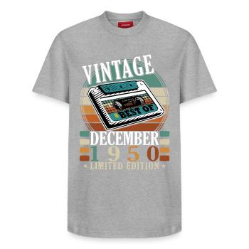 Édition limitée vintage des années 1950 - T-shirt unisexe décontracté en coton Supima – de SPREAD - gris chiné - Devant - AI Model Female 172 dark (172cm) & AI Model Male 185 dark (185cm)