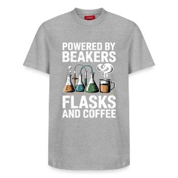 Alchemist Verstand Ingenieur Herz Chemie Motif - Relaxed Unisex Supima Cotton T-Shirt – von SPREAD - Grau meliert - Vorne - AI Model Female 172 dark (172cm) & AI Model Male 185 dark (185cm)