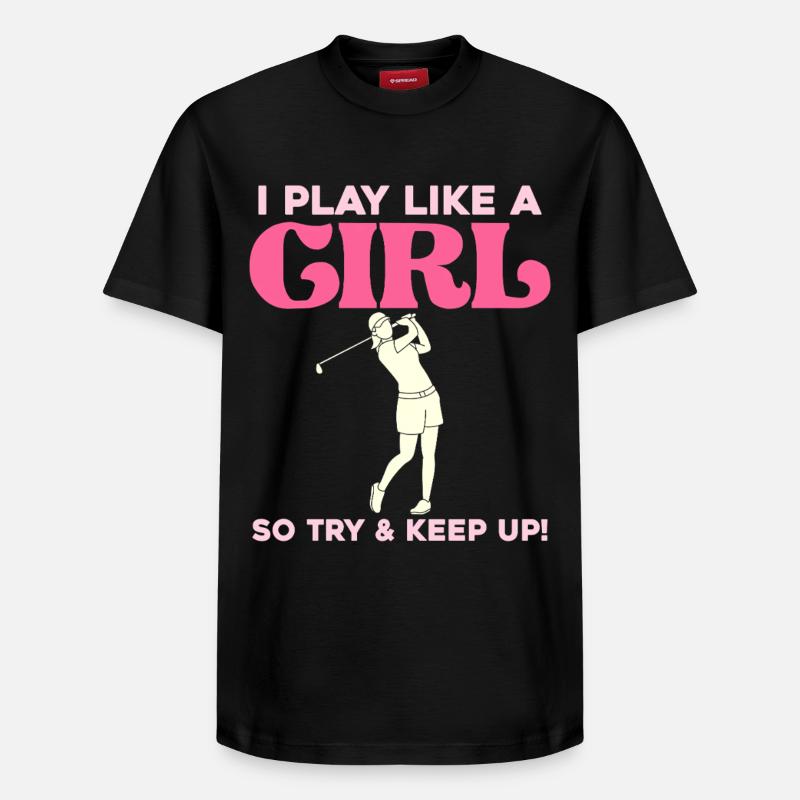 Ich spiele wie ein Mädchen Golf - Relaxed Unisex Supima Cotton T-Shirt – von SPREAD - Schwarz
