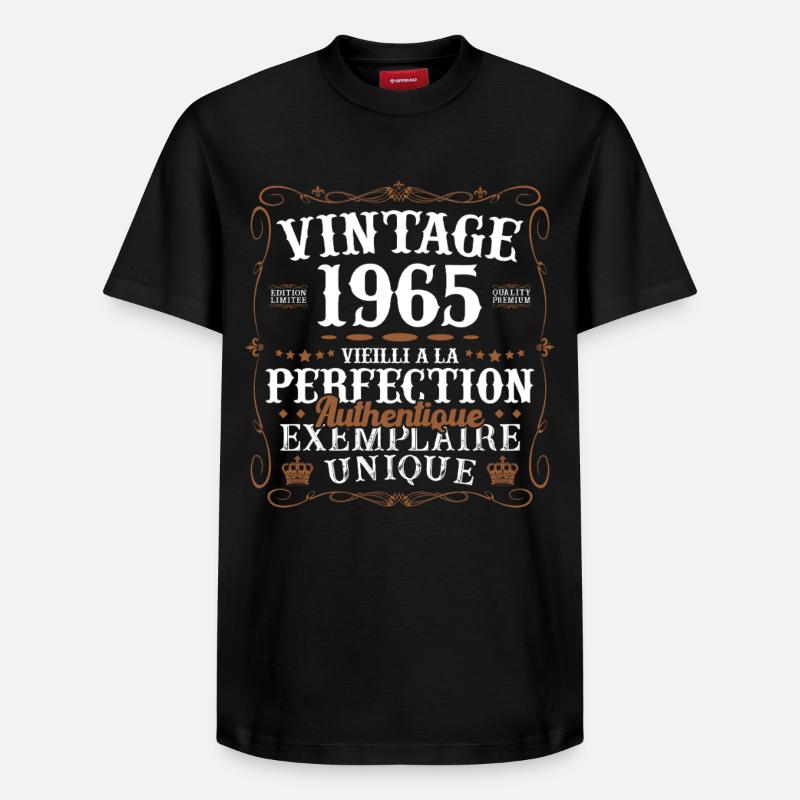 authentique_1965 - T-shirt unisexe décontracté en coton Supima – de SPREAD - noir