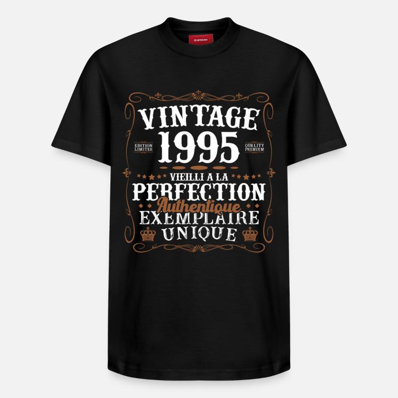 authentique_1995 - T-shirt unisexe décontracté en coton Supima – de SPREAD - noir