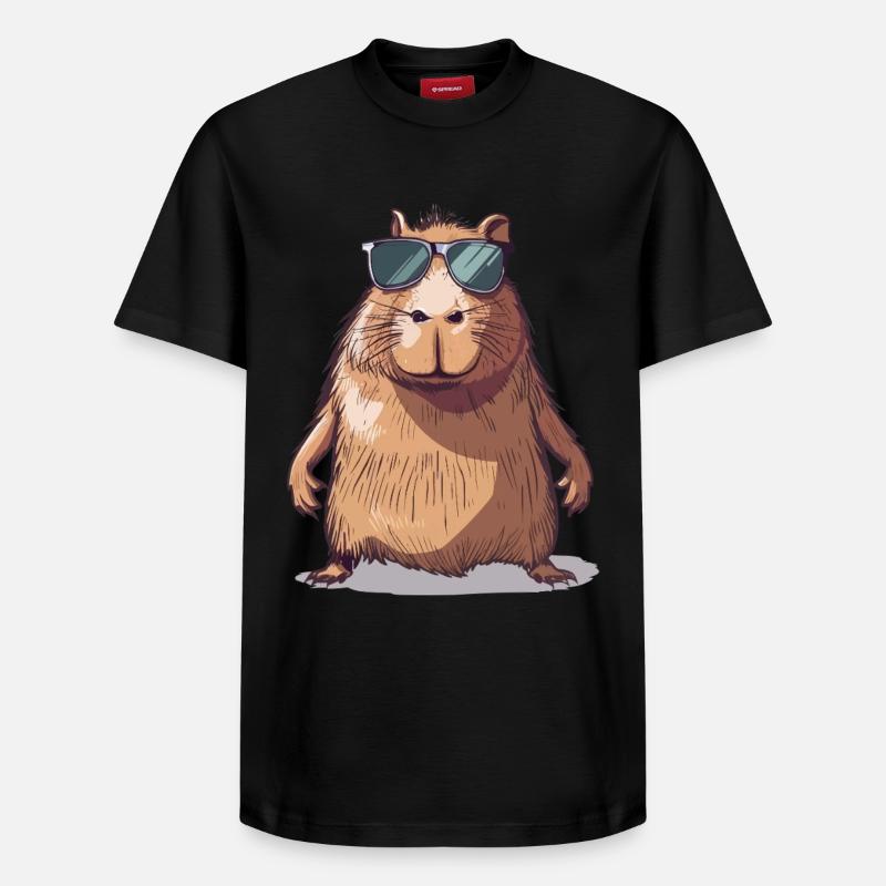Lässiges Capybara mit Sonnenbrille Comic - Relaxed Unisex Supima Cotton T-Shirt – von SPREAD - Schwarz