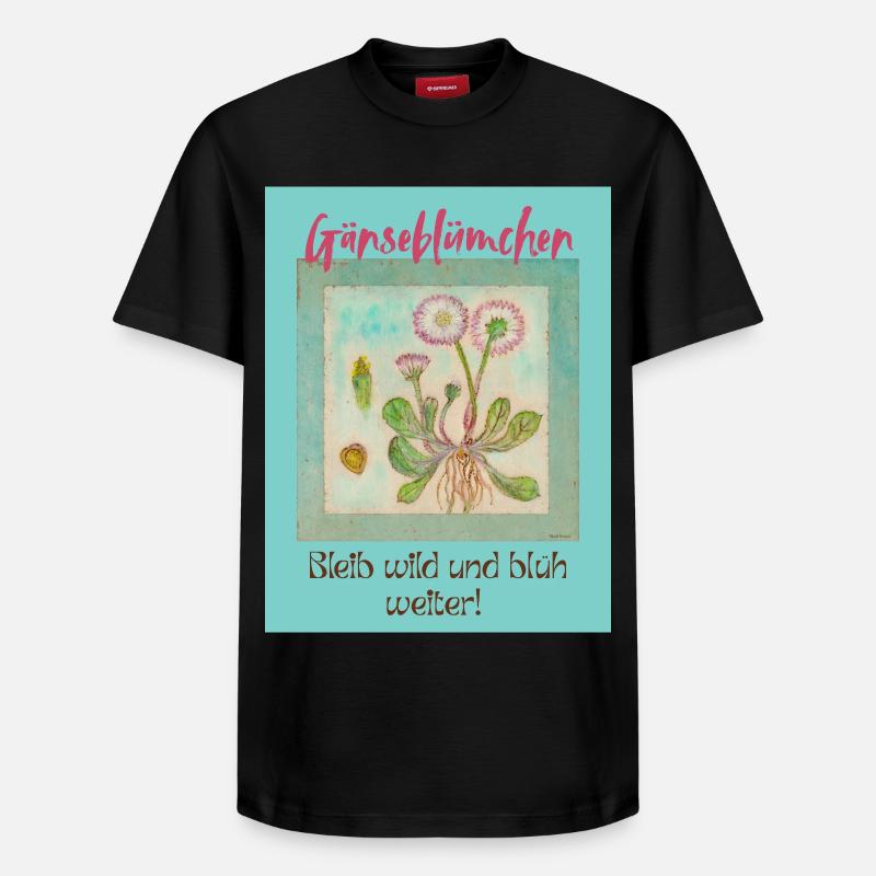 Gänseblümchen Wildblumen Print - Relaxed Unisex Supima Cotton T-Shirt – von SPREAD - Schwarz