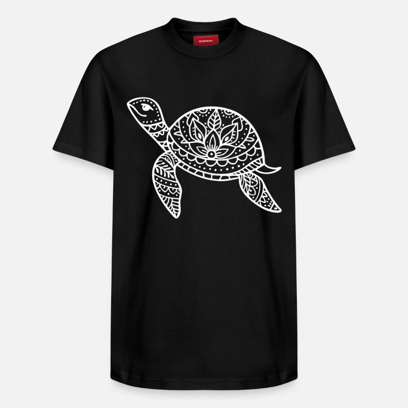 Boho Schildkröte mit Musterpanzer - Relaxed Unisex Supima Cotton T-Shirt – von SPREAD - Schwarz