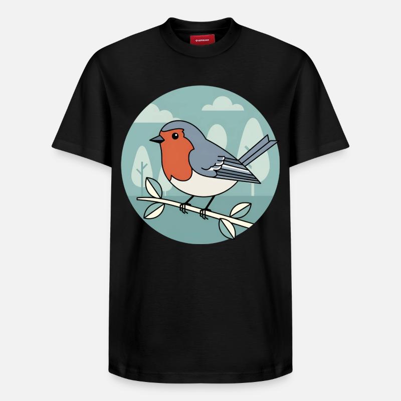 Rotkehlchen - Relaxed Unisex Supima Cotton T-Shirt – von SPREAD - Schwarz